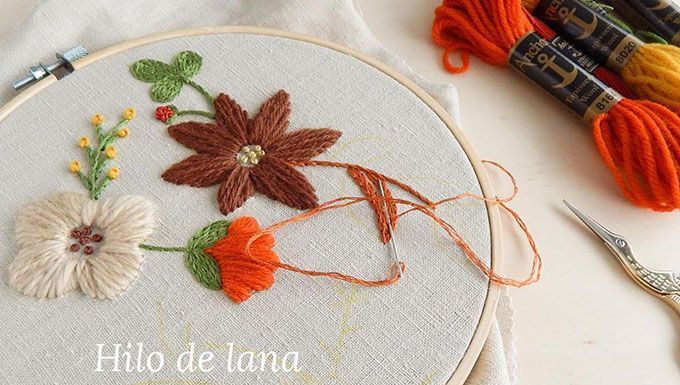 Hilos de lana para bordar a mano