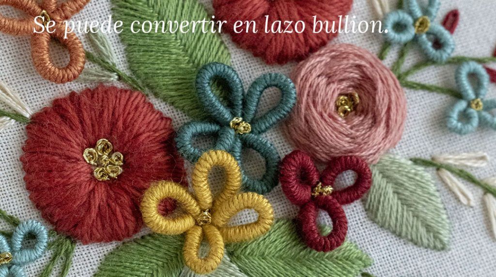 Como usar el lazo bullion para bordar flores - Arorua