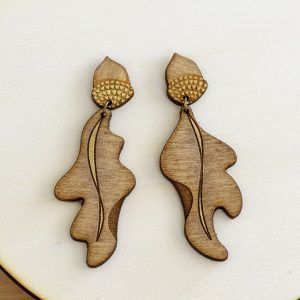 Pendientes de madera bellota roble