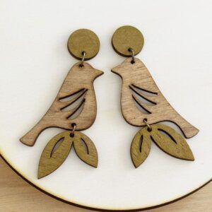 Pendientes de madera pájaros